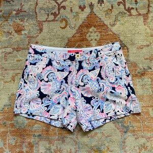 Lilly Pulitzer EUC Womens Callahan 5" Knit Shorts High Tide Its For Shore